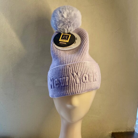 Lavender Beanie Pompom New York Logo Unisex NWT - Picture 11 of 11